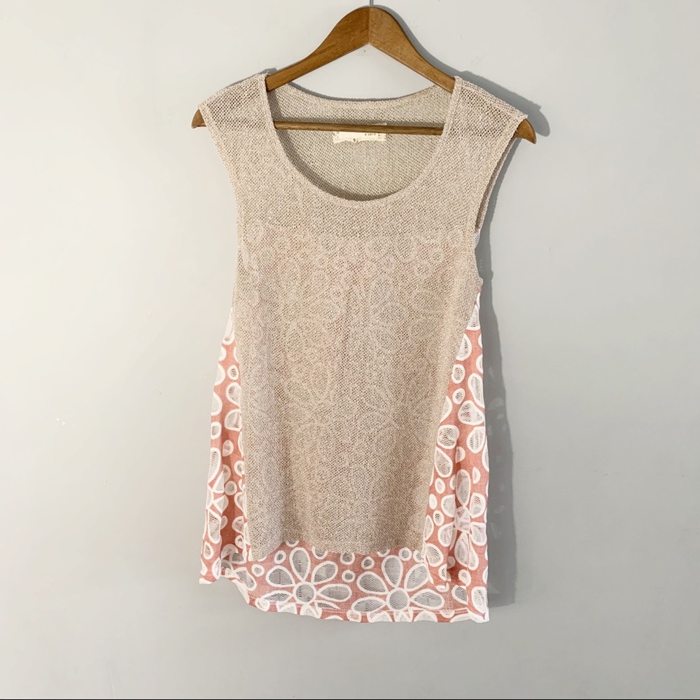 Areve Tank Tunic Flowered Back Small